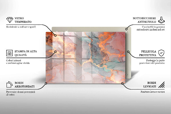 Cache plaque de cuisson Marbre avec de l'or