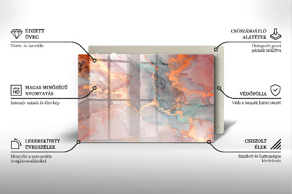 Cache plaque de cuisson Marbre avec de l'or