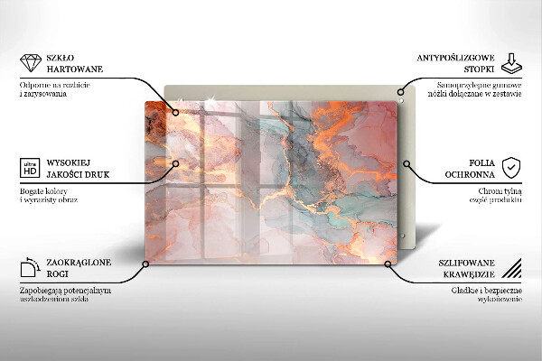 Cache plaque de cuisson Marbre avec de l'or