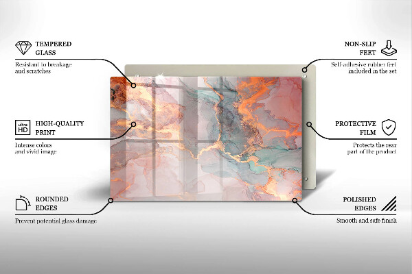 Cache plaque de cuisson Marbre avec de l'or