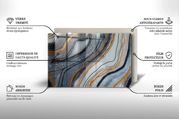 Cache plaque de cuisson rocher avec de l'or