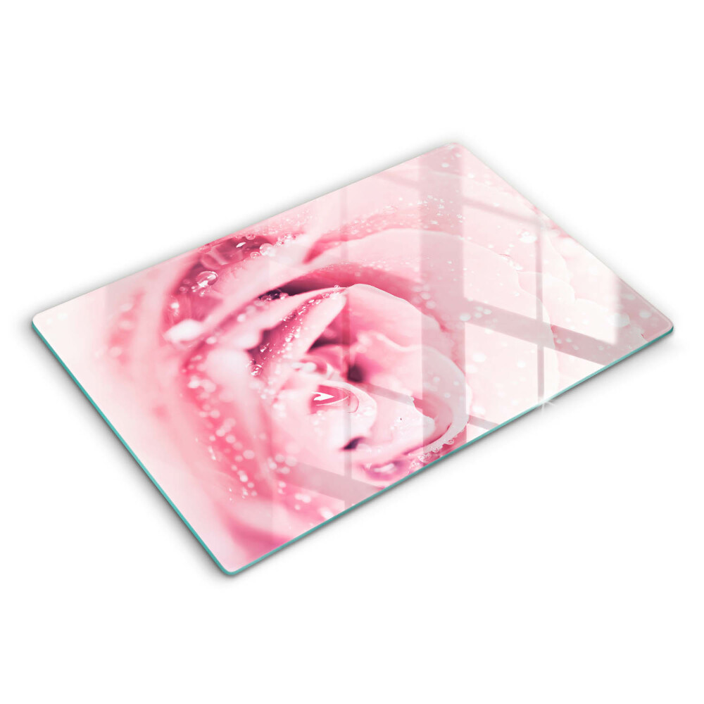 Cache plaque de cuisson Gouttes de rosée et fleur rose