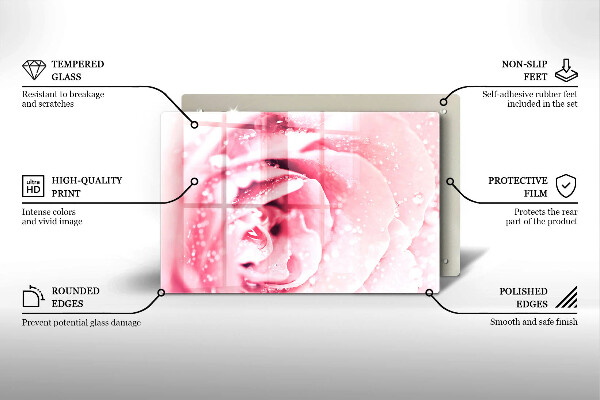 Cache plaque de cuisson Gouttes de rosée et fleur rose