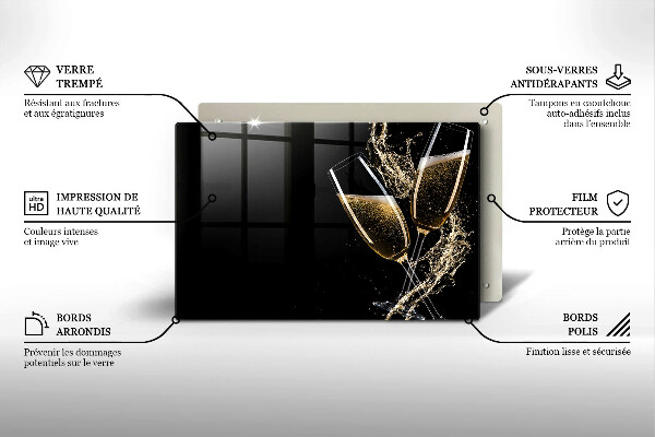 Cache plaque de cuisson Verres de champagne
