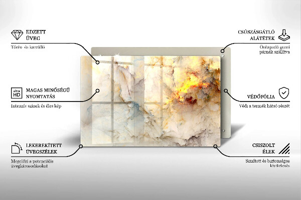 Cache plaque de cuisson Texture de marbre avec de l'or