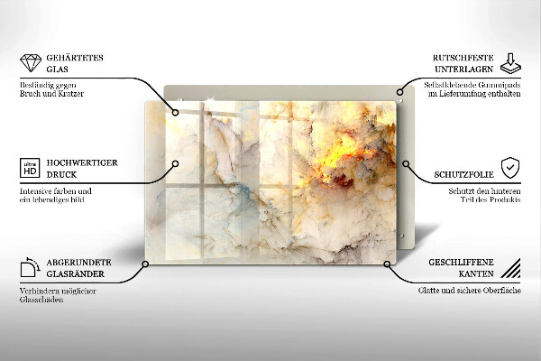 Cache plaque de cuisson Texture de marbre avec de l'or