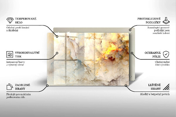 Cache plaque de cuisson Texture de marbre avec de l'or