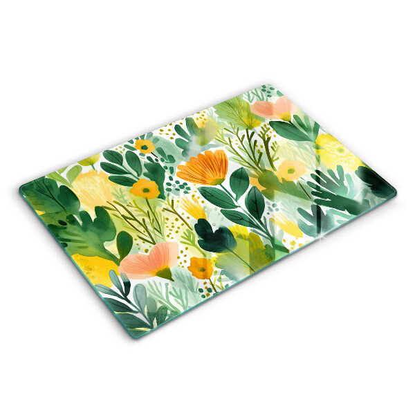 Cache plaque de cuisson Fleurs peintes