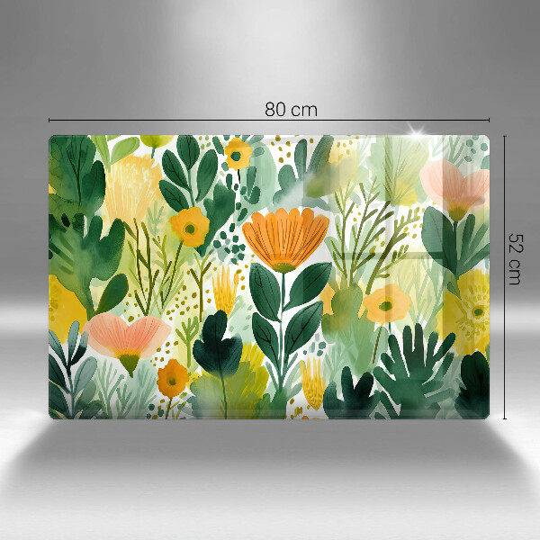 Cache plaque de cuisson Fleurs peintes