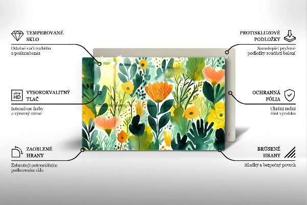 Cache plaque de cuisson Fleurs peintes