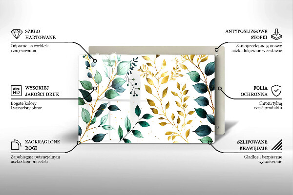 Cache plaque de cuisson Feuilles vertes et dorées