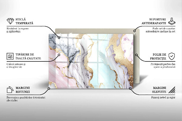 Cache plaque de cuisson Marbre pastel