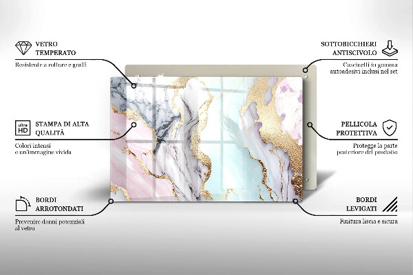 Cache plaque de cuisson Marbre pastel