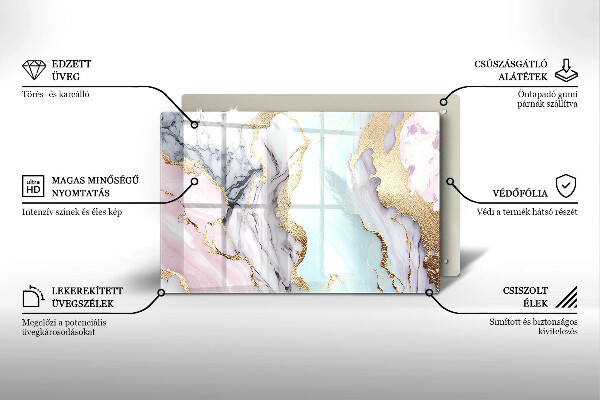 Cache plaque de cuisson Marbre pastel