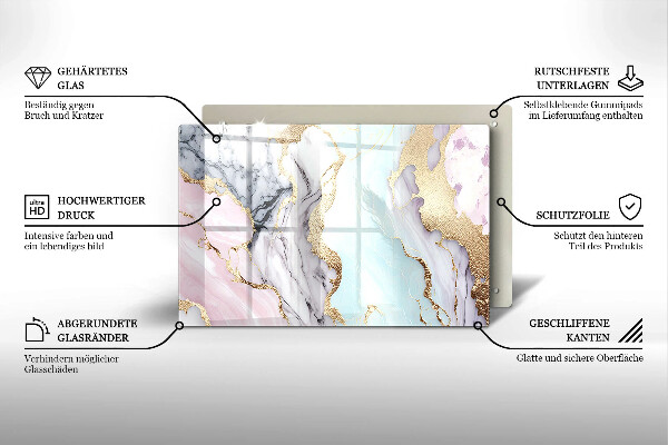 Cache plaque de cuisson Marbre pastel