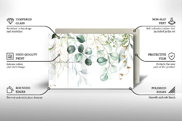 Cache plaque de cuisson Plantes peintes