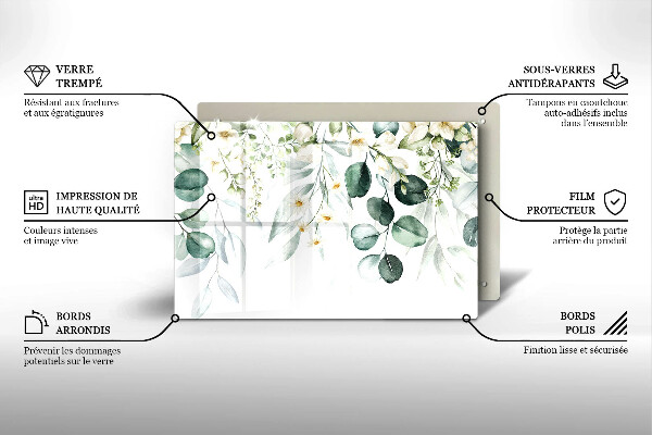 Cache plaque de cuisson Plantes aquarelles