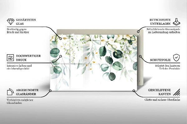 Cache plaque de cuisson Plantes aquarelles