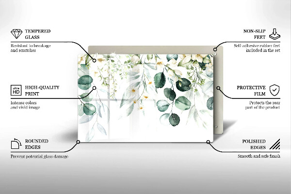 Cache plaque de cuisson Plantes aquarelles