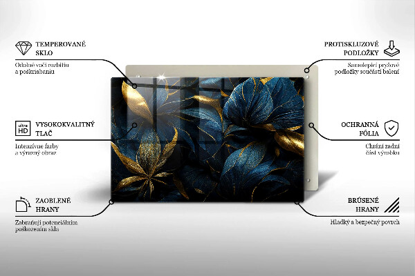 Cache plaque de cuisson Feuilles décoratives avec de l'or