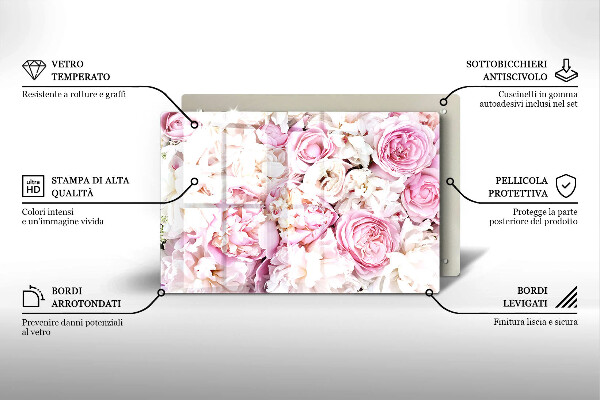 Cache plaque de cuisson Bouquet de pivoines