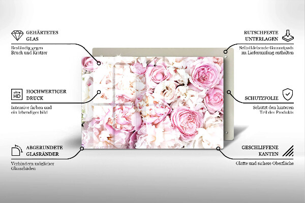 Cache plaque de cuisson Bouquet de pivoines