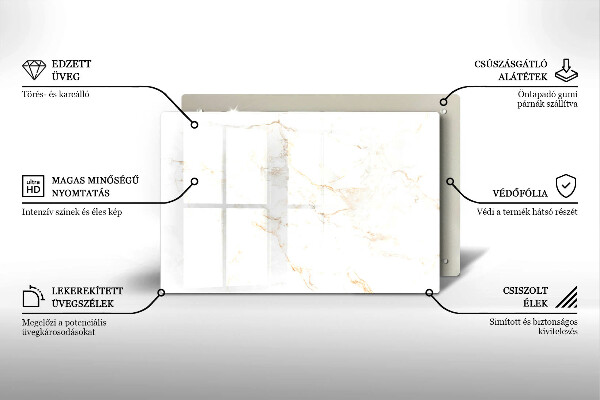 Cache plaque de cuisson Pierre de marbre élégante