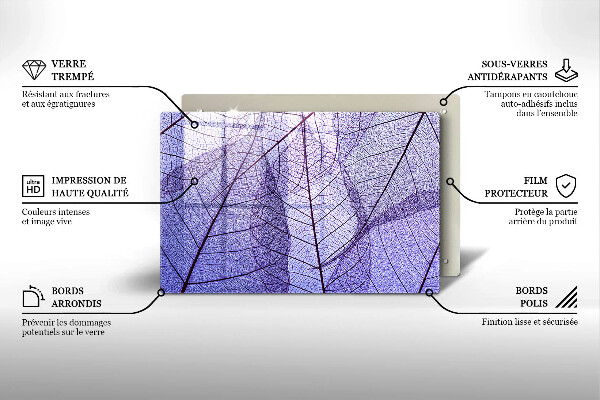 Cache plaque de cuisson Feuilles veinées