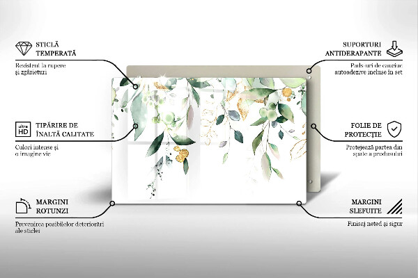 Cache plaque de cuisson Feuilles d'aquarelle