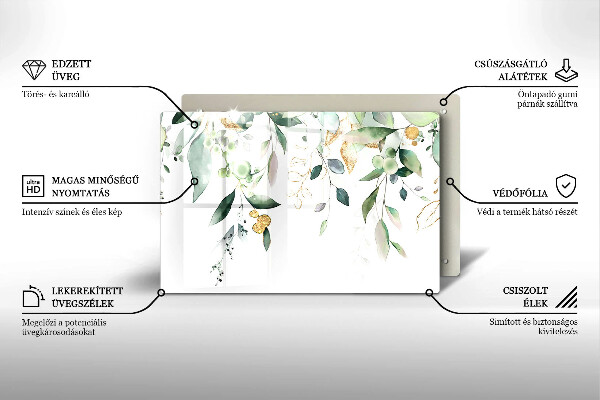 Cache plaque de cuisson Feuilles d'aquarelle