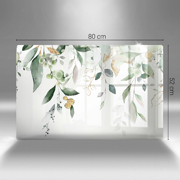 Cache plaque de cuisson Feuilles d'aquarelle