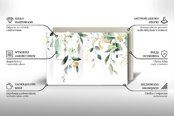 Cache plaque de cuisson Feuilles d'aquarelle