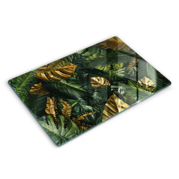 Cache plaque de cuisson Feuilles de monstera dorées