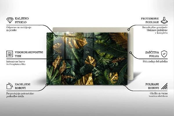 Cache plaque de cuisson Feuilles de monstera dorées