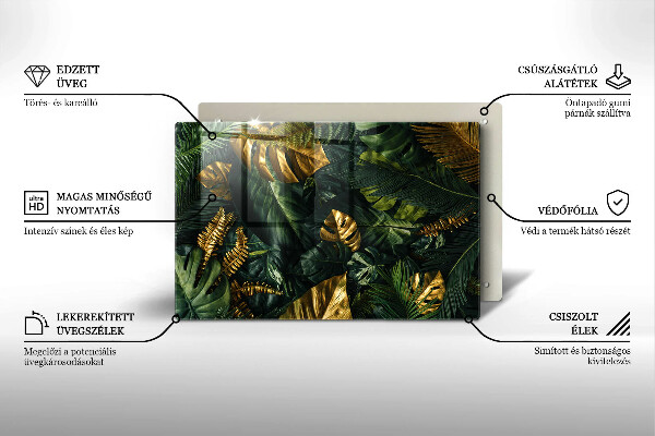 Cache plaque de cuisson Feuilles de monstera dorées