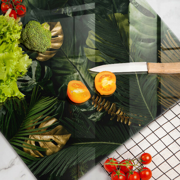 Cache plaque de cuisson Feuilles de monstera dorées