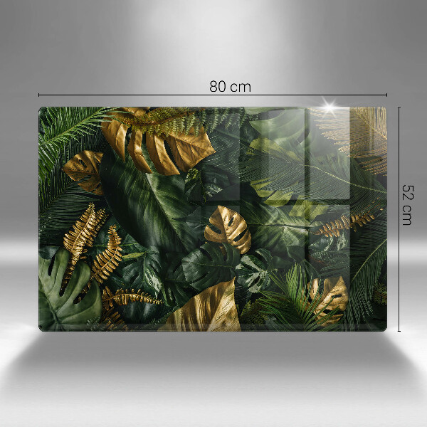 Cache plaque de cuisson Feuilles de monstera dorées