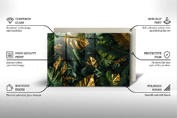 Cache plaque de cuisson Feuilles de monstera dorées