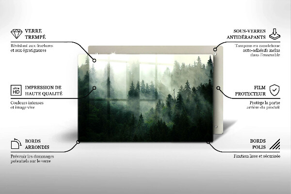 Protection plaque induction Paysage forestier brumeux