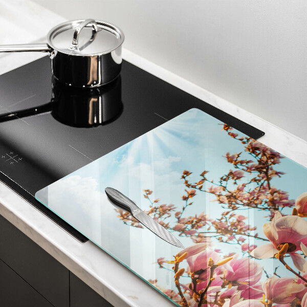 Protection plaque induction Arbre à fleurs roses