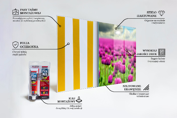 Verre pour crédence Champ de prairie de tulipes roses