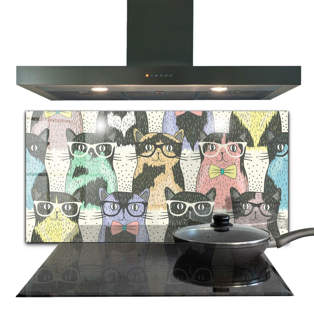 Crédence cuisine en verre Illustration drôle de chat hipster