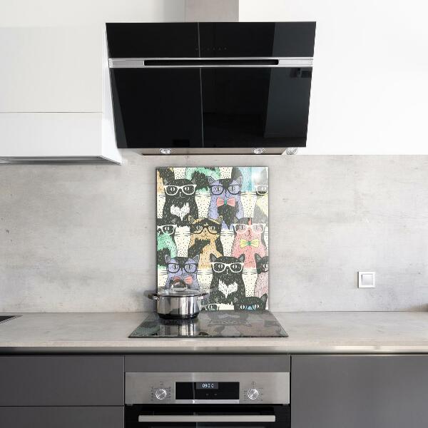 Crédence cuisine en verre Illustration drôle de chat hipster