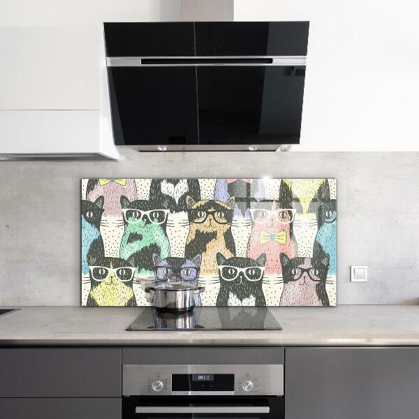 Crédence cuisine en verre Illustration drôle de chat hipster