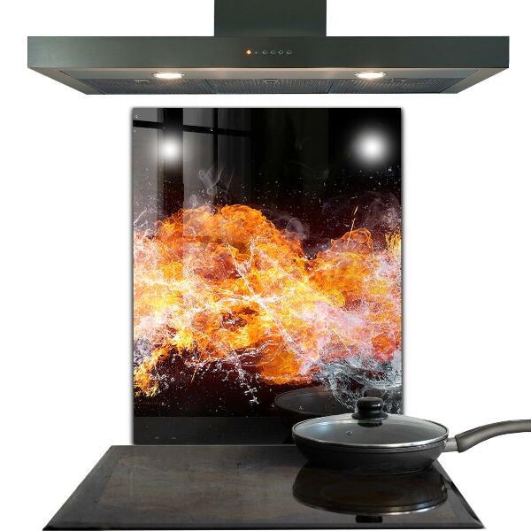 Crédence cuisine en verre Le combat des éléments feu eau