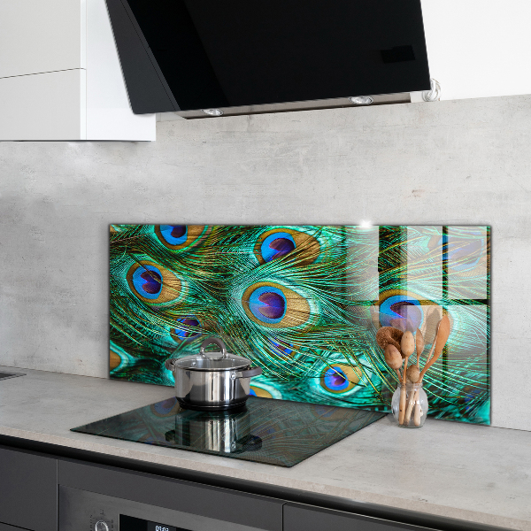 Crédence en verre Plumes de paon belle nature