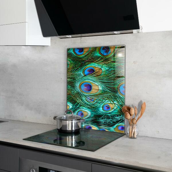 Crédence en verre Plumes de paon belle nature