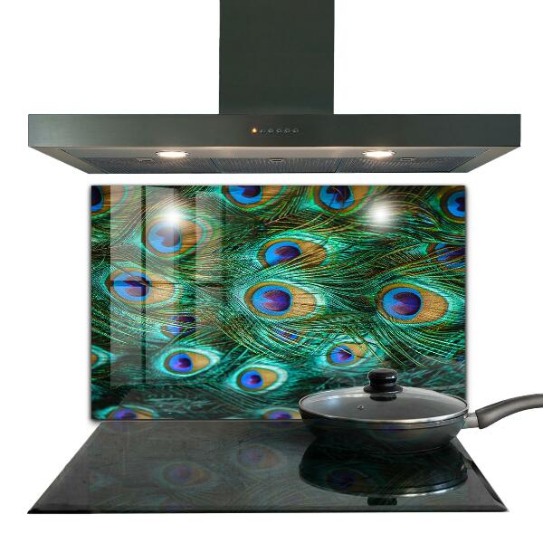 Crédence en verre Plumes de paon belle nature