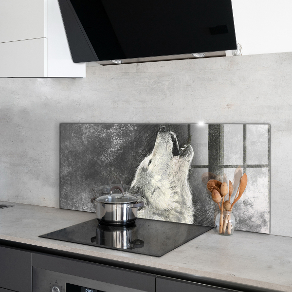 Crédence cuisine en verre Illustration du loup canadien