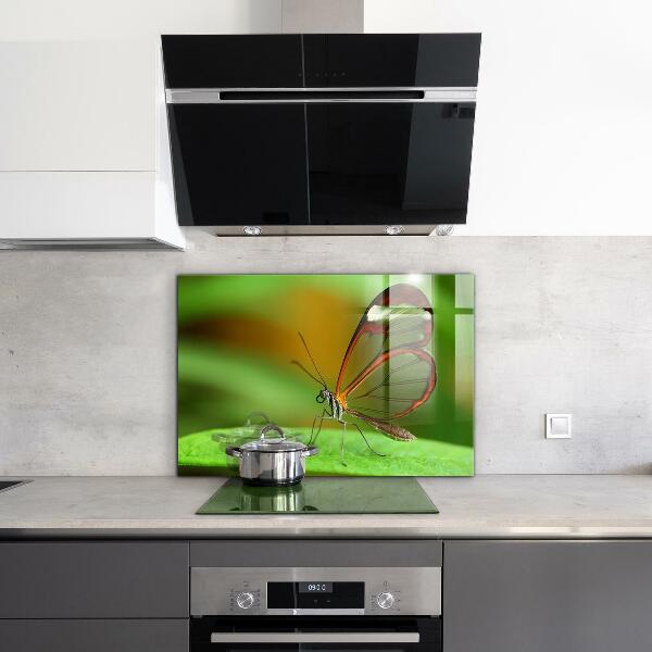 Crédence cuisine en verre Papillon sur une feuille